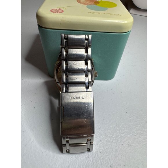 Fossil Arkitekt Stainless Steel Wristwatch Original Tin Case Silver Dial - Picture 2 of 10